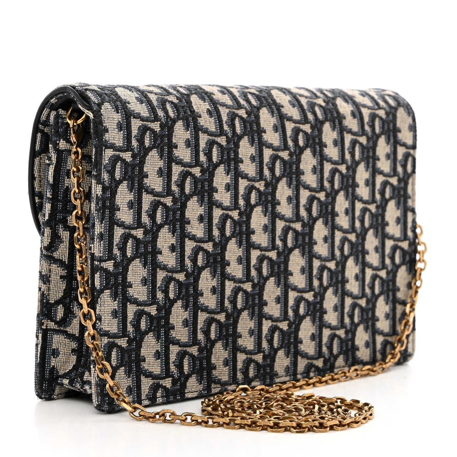 Christian Dior Oblique Saddle Chain Pouch Blue 2 of 10