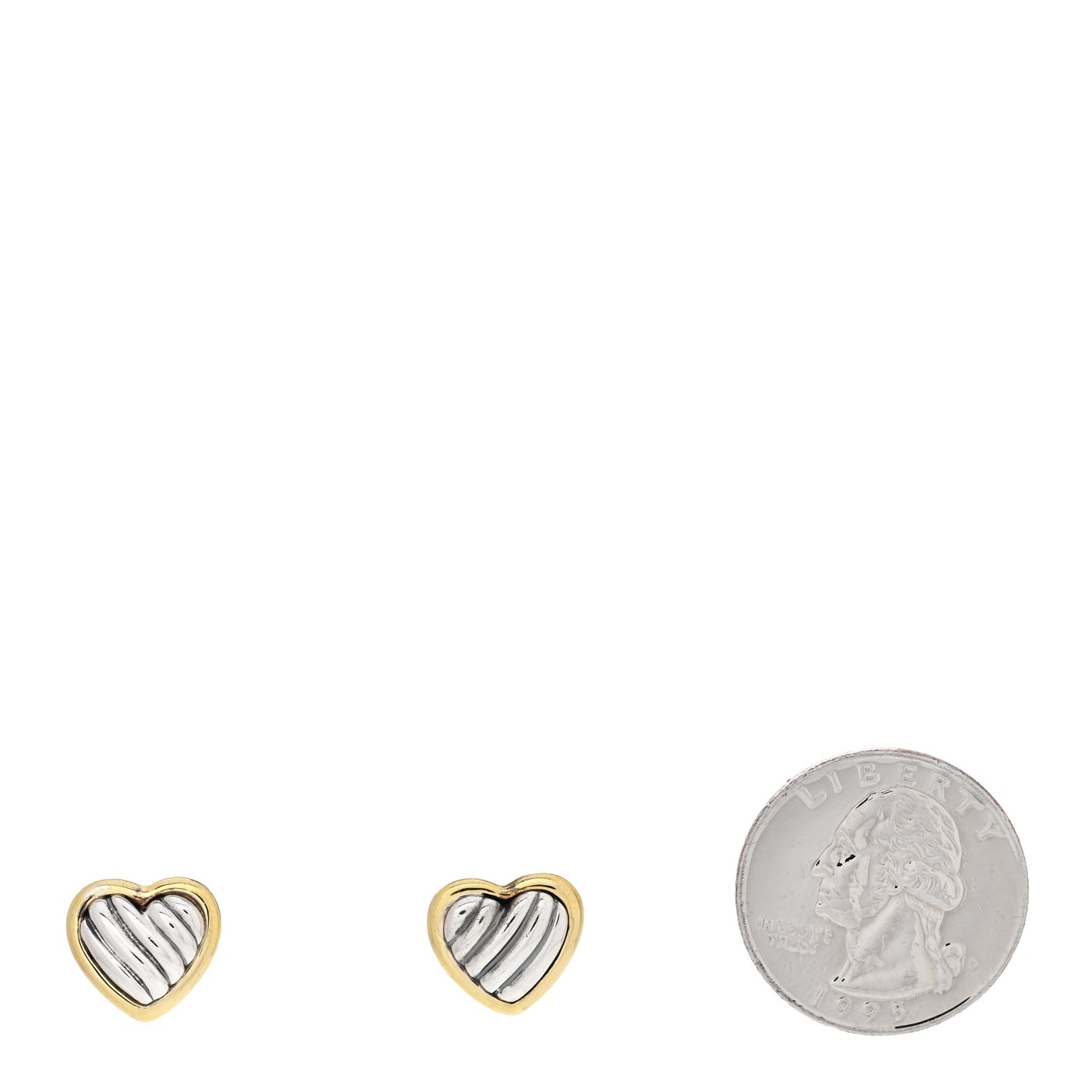 Sterling Silver 18K Yellow Gold Cable Heart Earrings