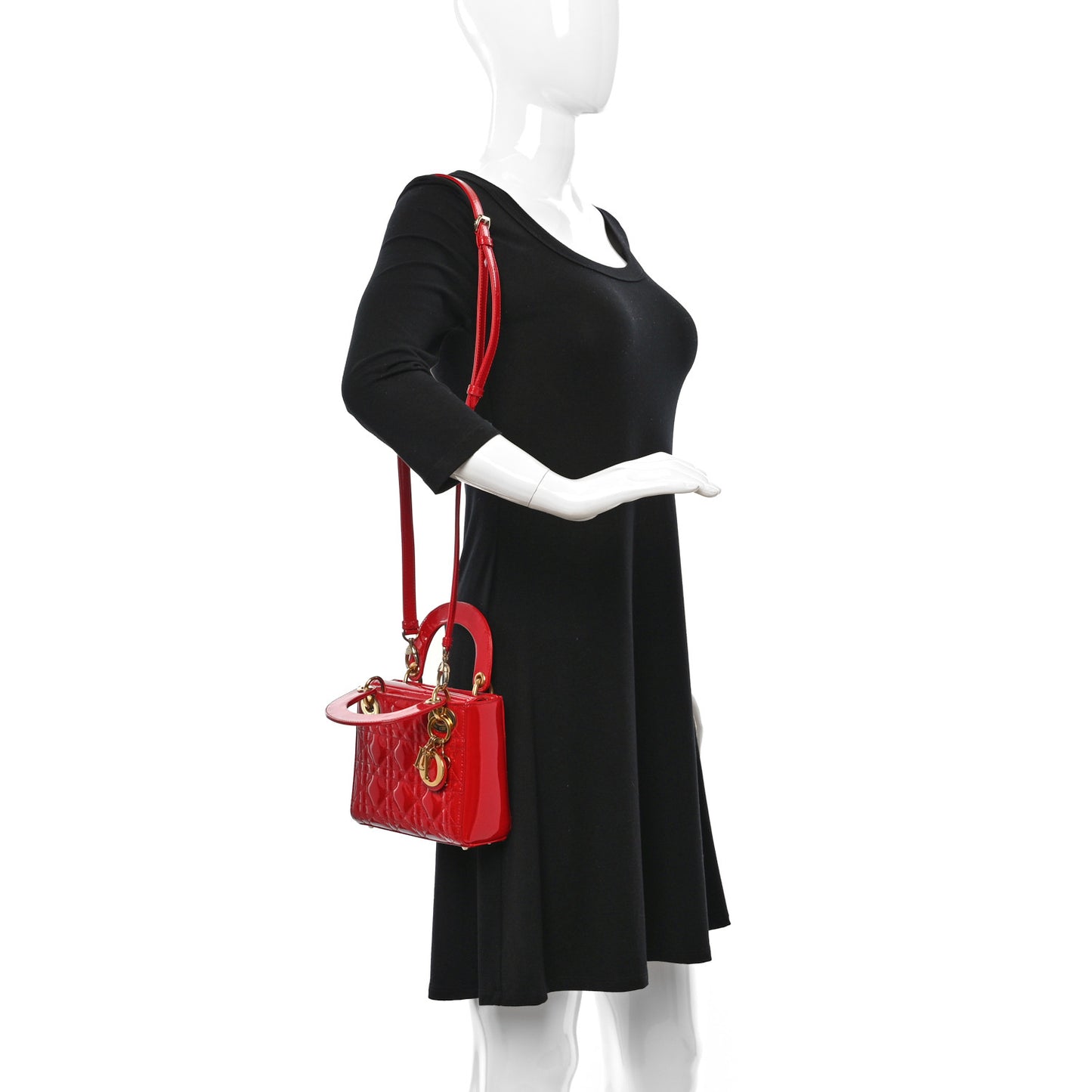 Patent Cannage Mini Lady Dior Red