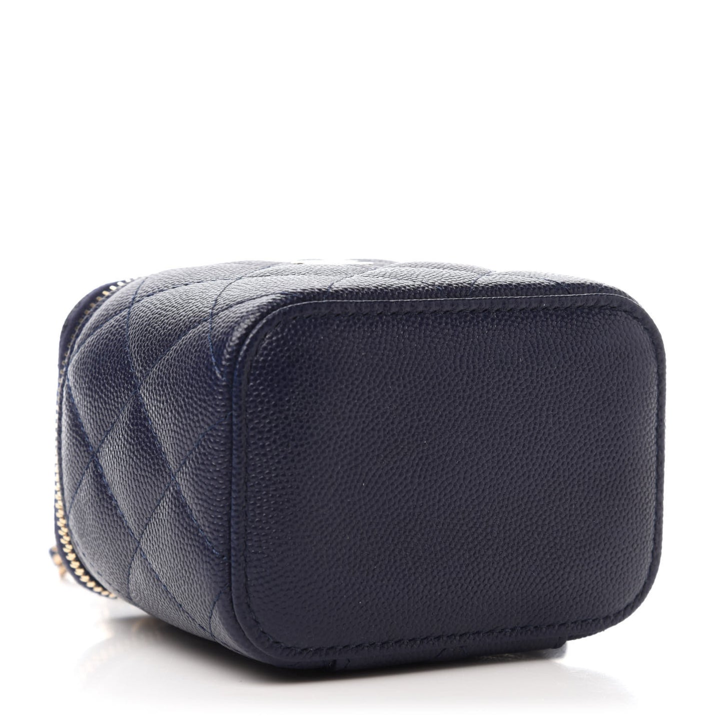 Caviar Quilted Mini Vanity Case With Chain Navy