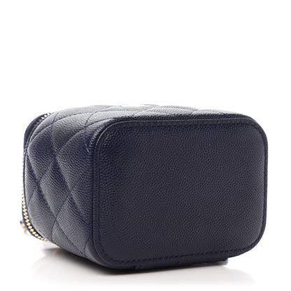 Chanel Caviar Quilted Mini Vanity Case With Chain Navy 4 of 11