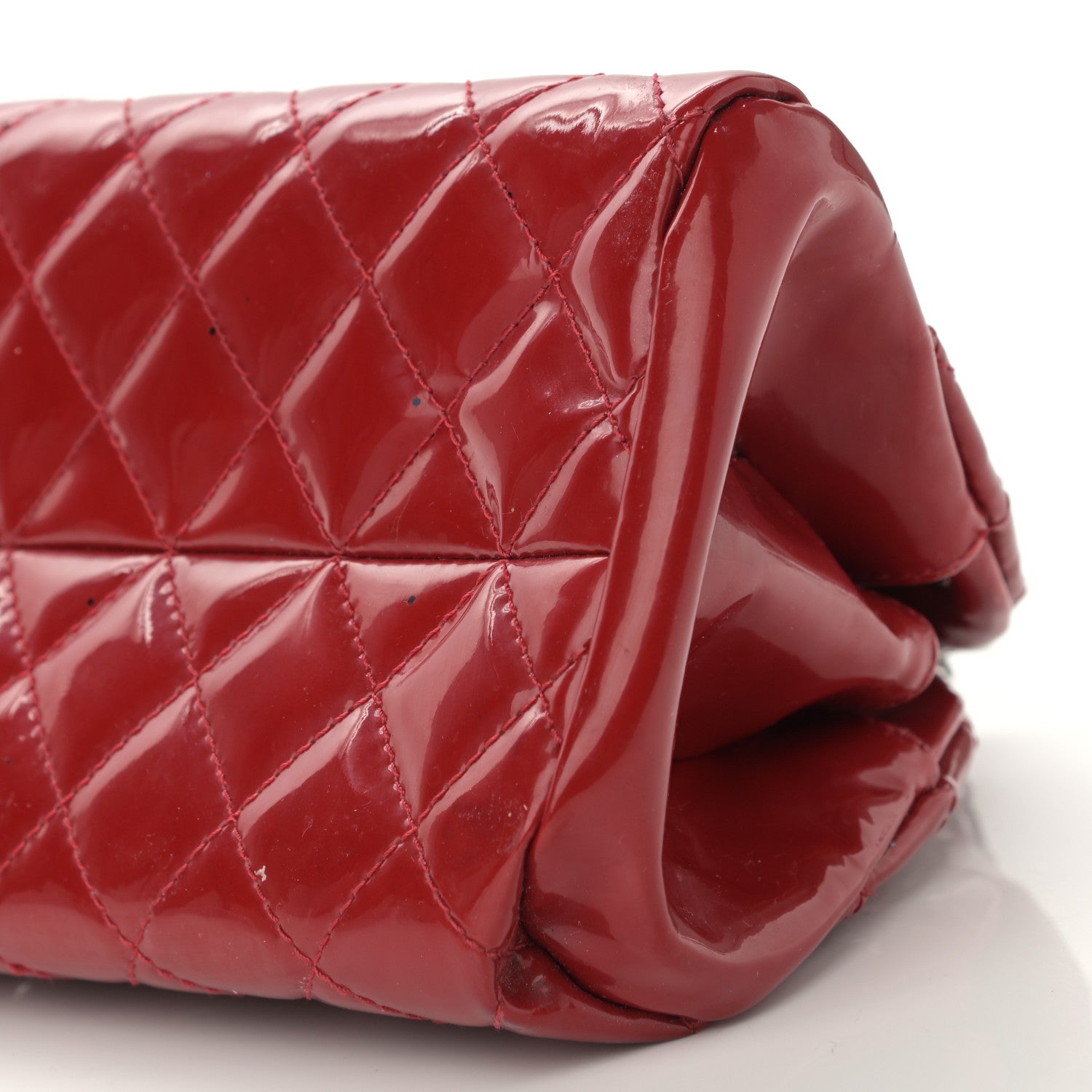 Chanel Patent Quilted Small Just Mademoiselle Bowling Bag Red 10 of 11