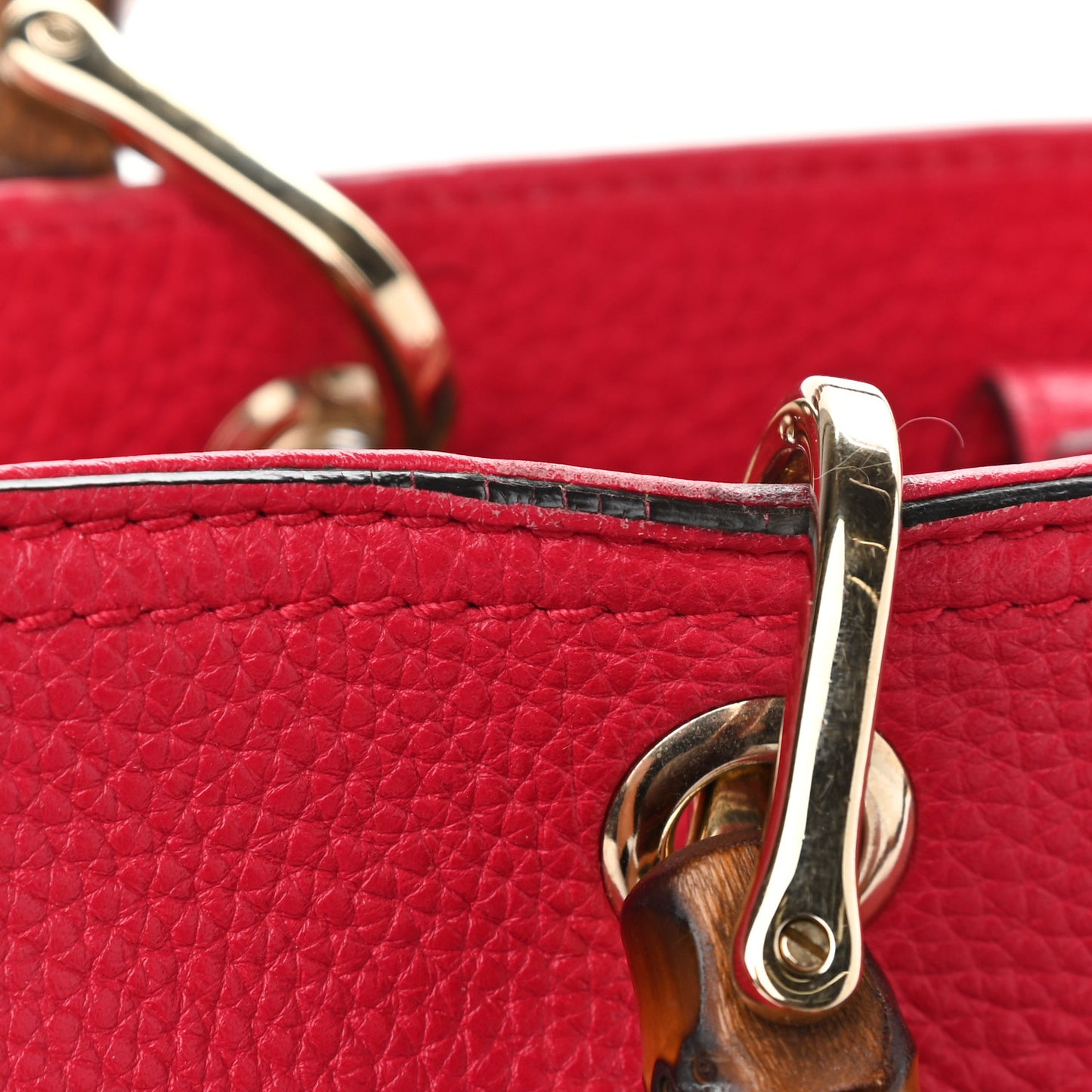 Pebbled Calfskin Bi-Color Medium Bamboo Shopper Tote Fuchsia Orange