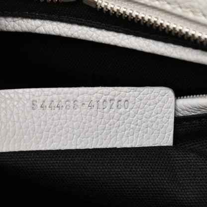 Alexander McQueen Pebbled Calfskin Small Skull Padlock Zip Around Tote Light Grey 7 of 13