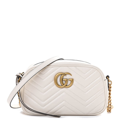 Gucci Calfskin Matelasse Small GG Marmont Chain Shoulder Bag White 1 of 10