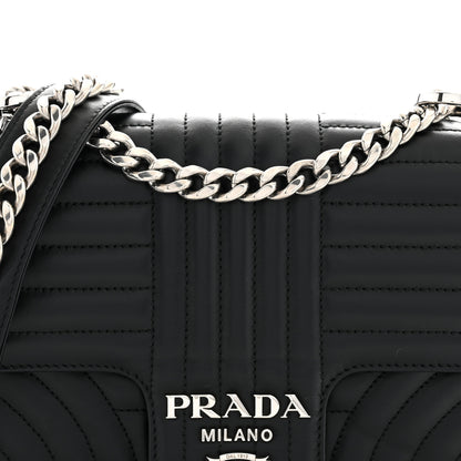 Prada Soft Calfskin Impunture Diagramme Medium Chain Flap Shoulder Bag Black 8 of 10