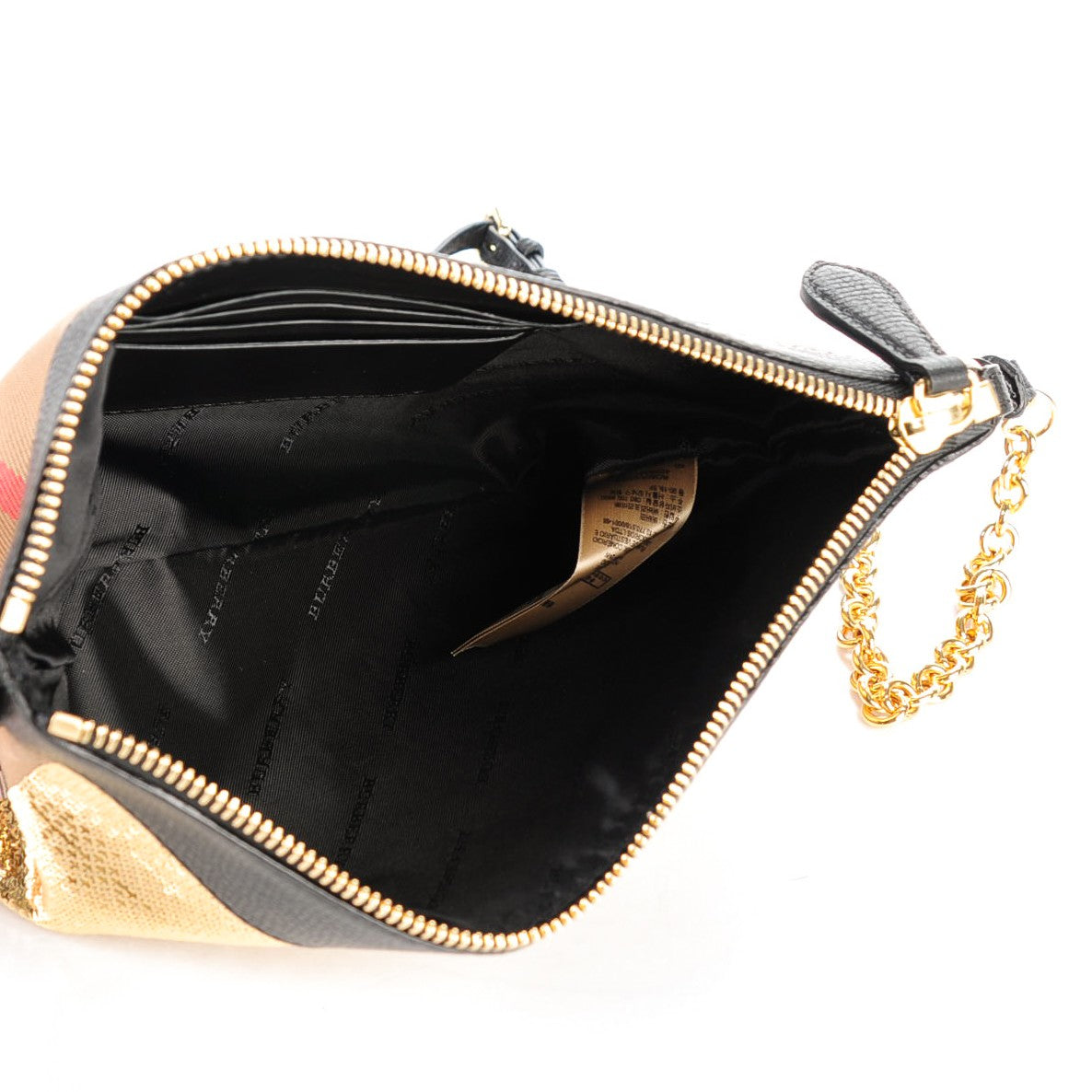 House Check Sequin Peyton Crossbody Clutch Bag Gold Black