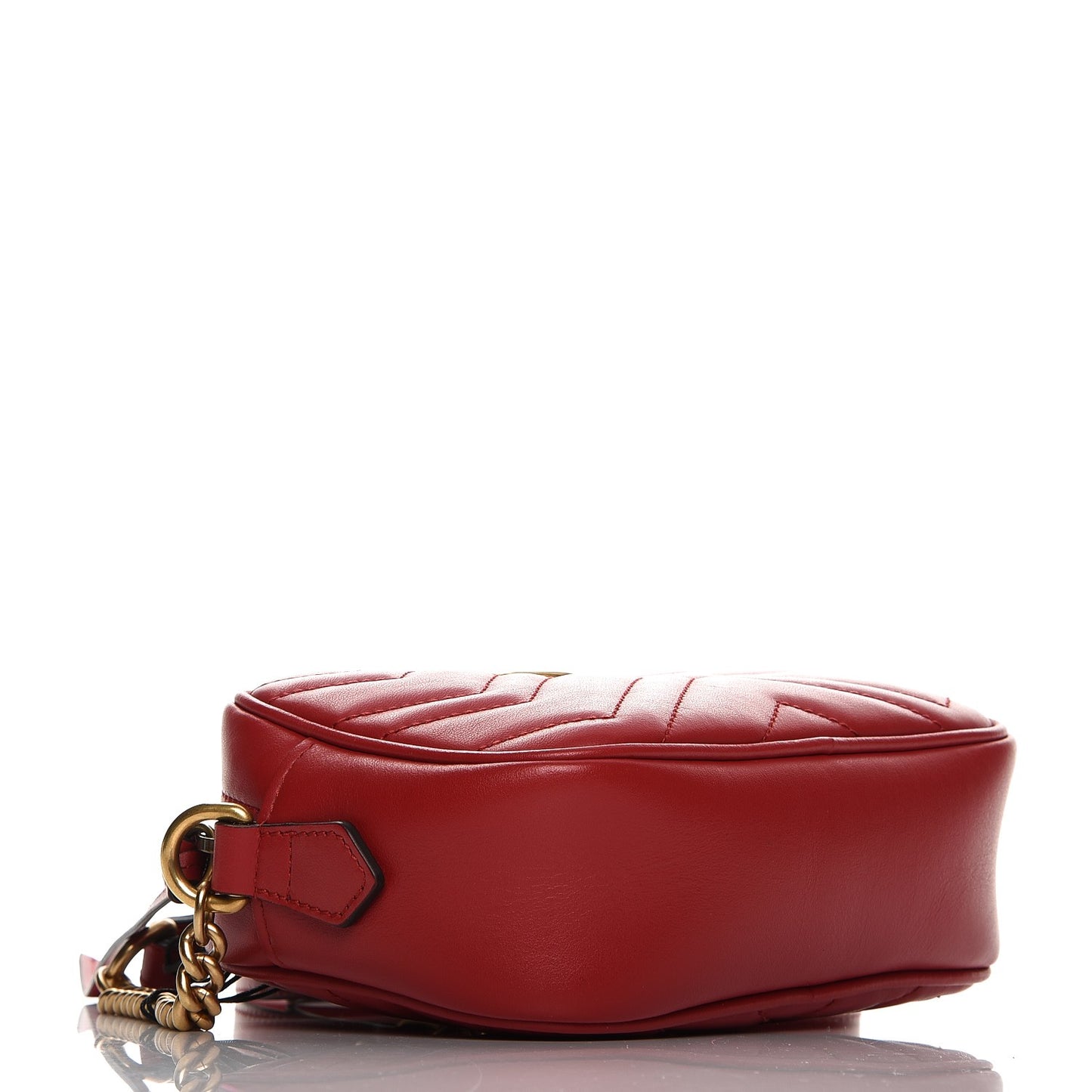 Calfskin Matelasse Mini GG Marmont Chain Shoulder Bag Hibiscus Red