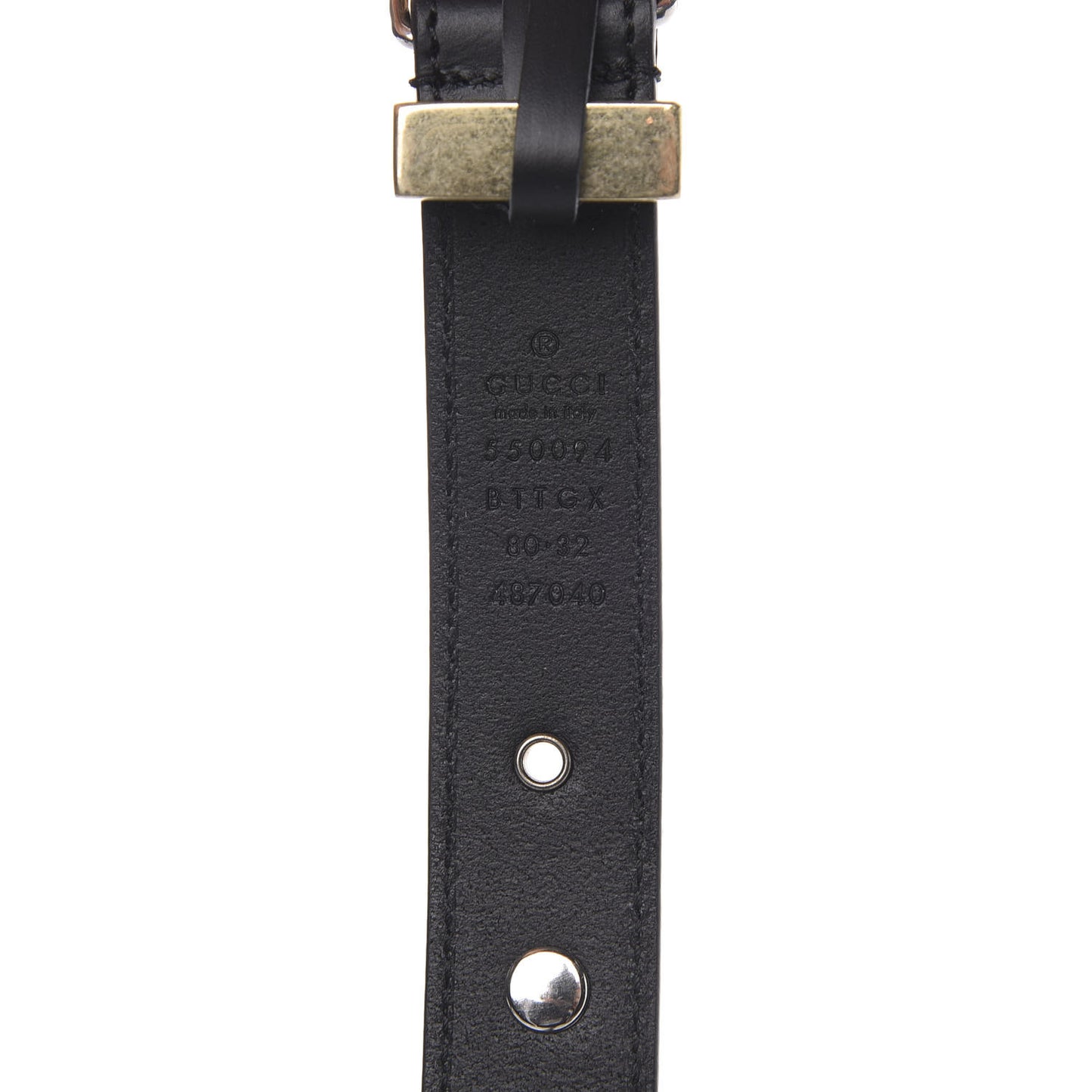 Calfskin Star Studded Torchon Double G Belt 80 32 Black
