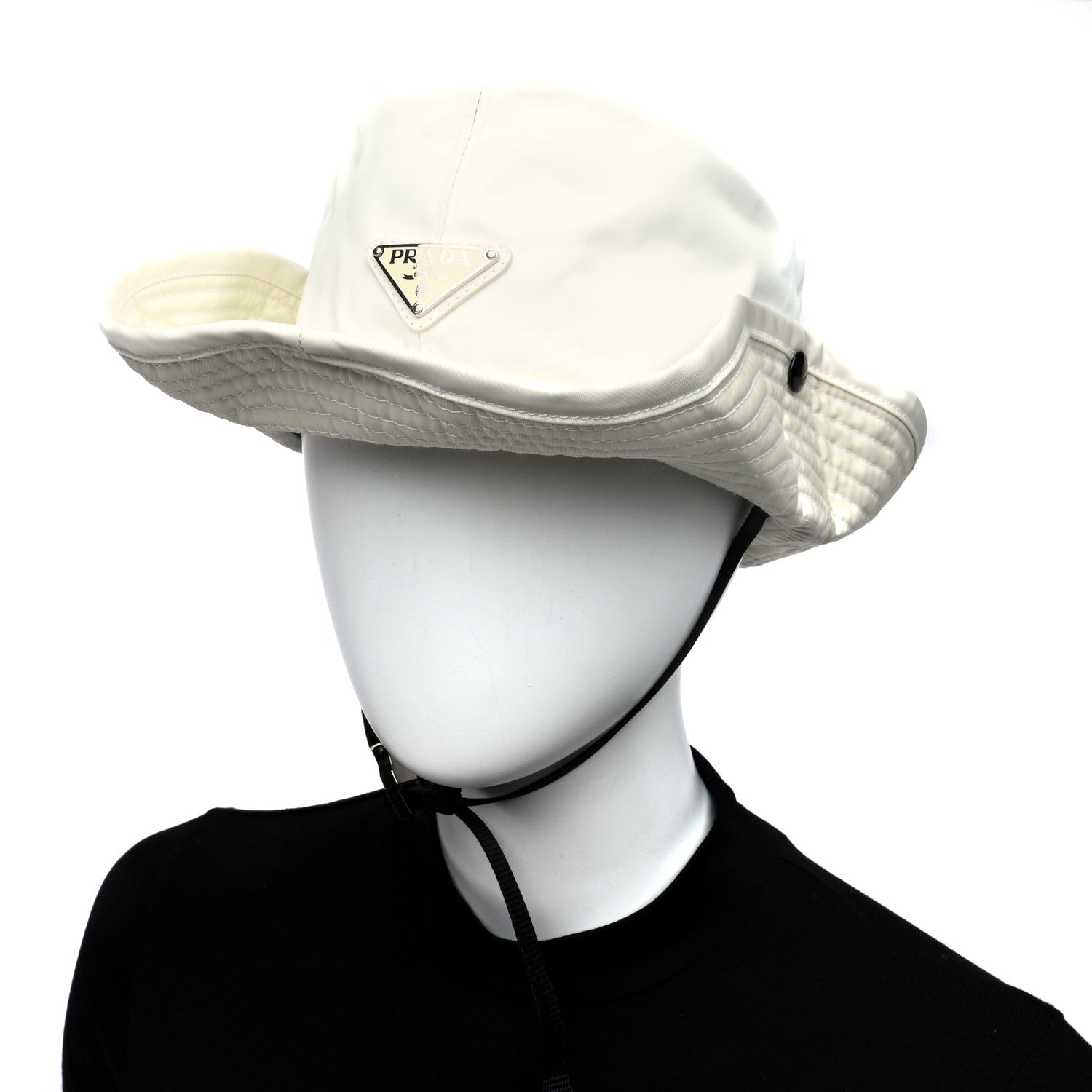 Prada Nylon Triangle Womens Safari Hat L White 2 of 8