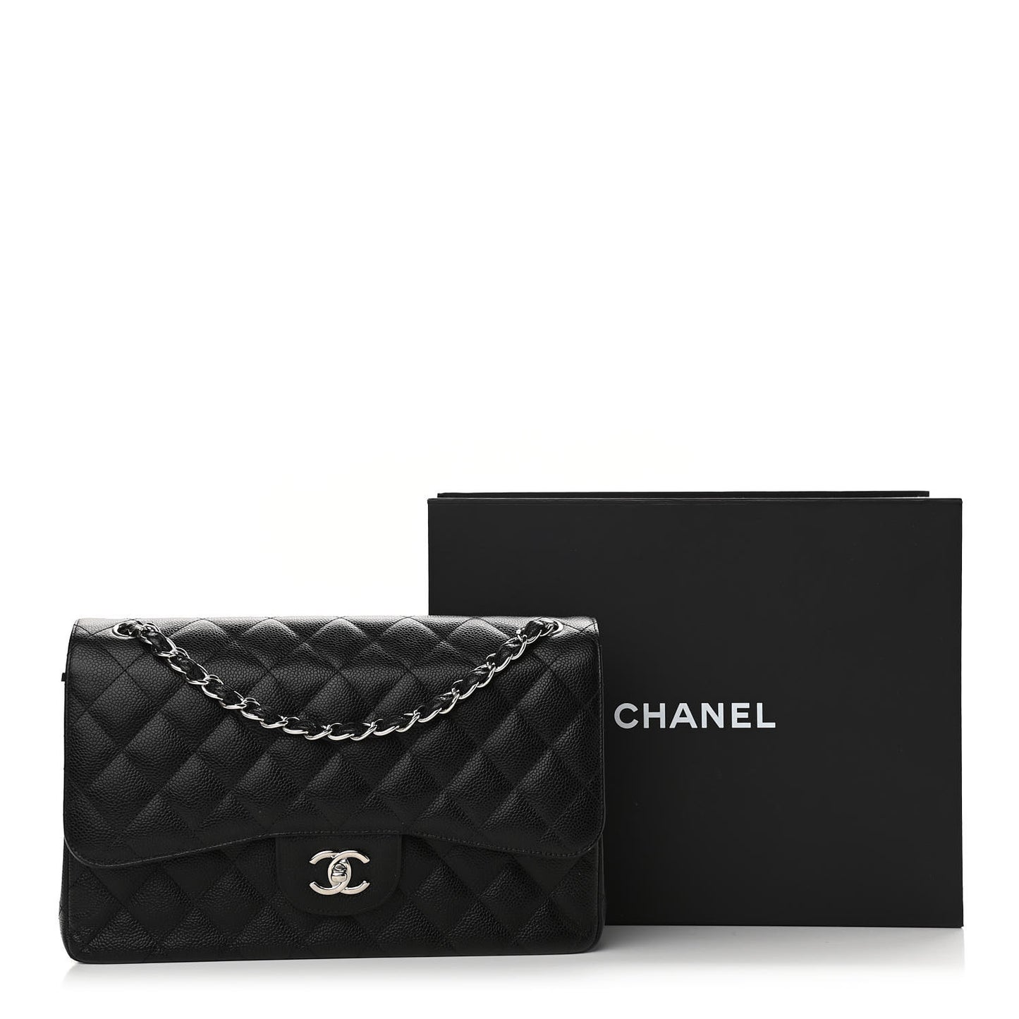 Caviar Quilted Jumbo Double Flap Black