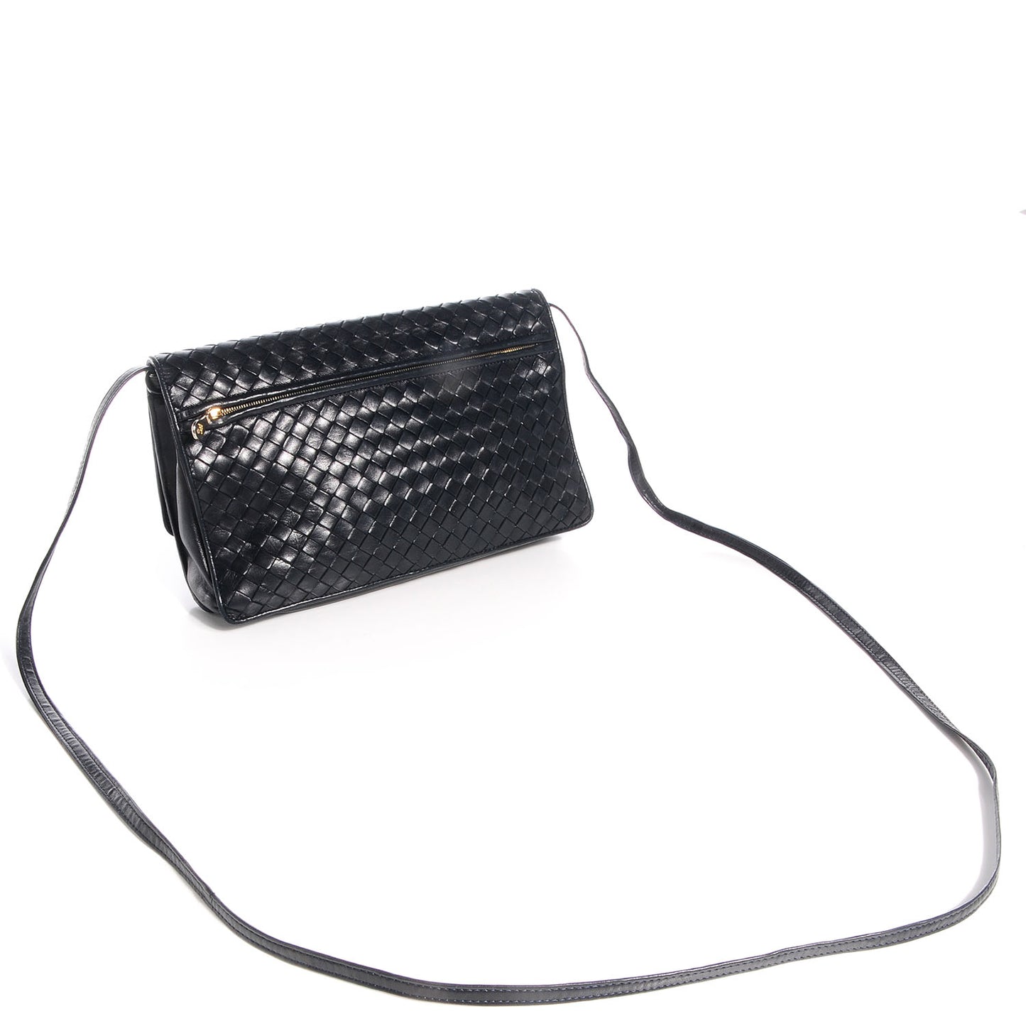 Vintage Nappa Intrecciato Shoulder Bag Nero Black