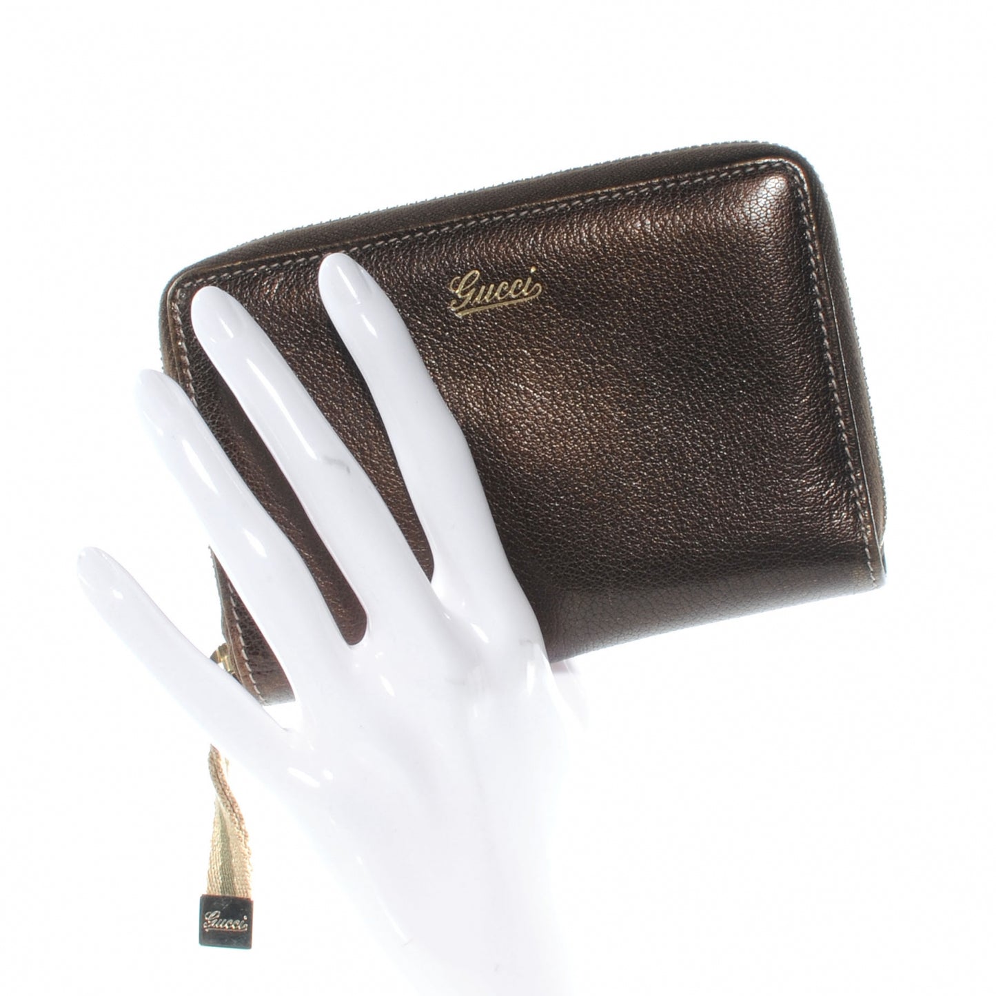 Leather Zip Around Capri Wallet Brown