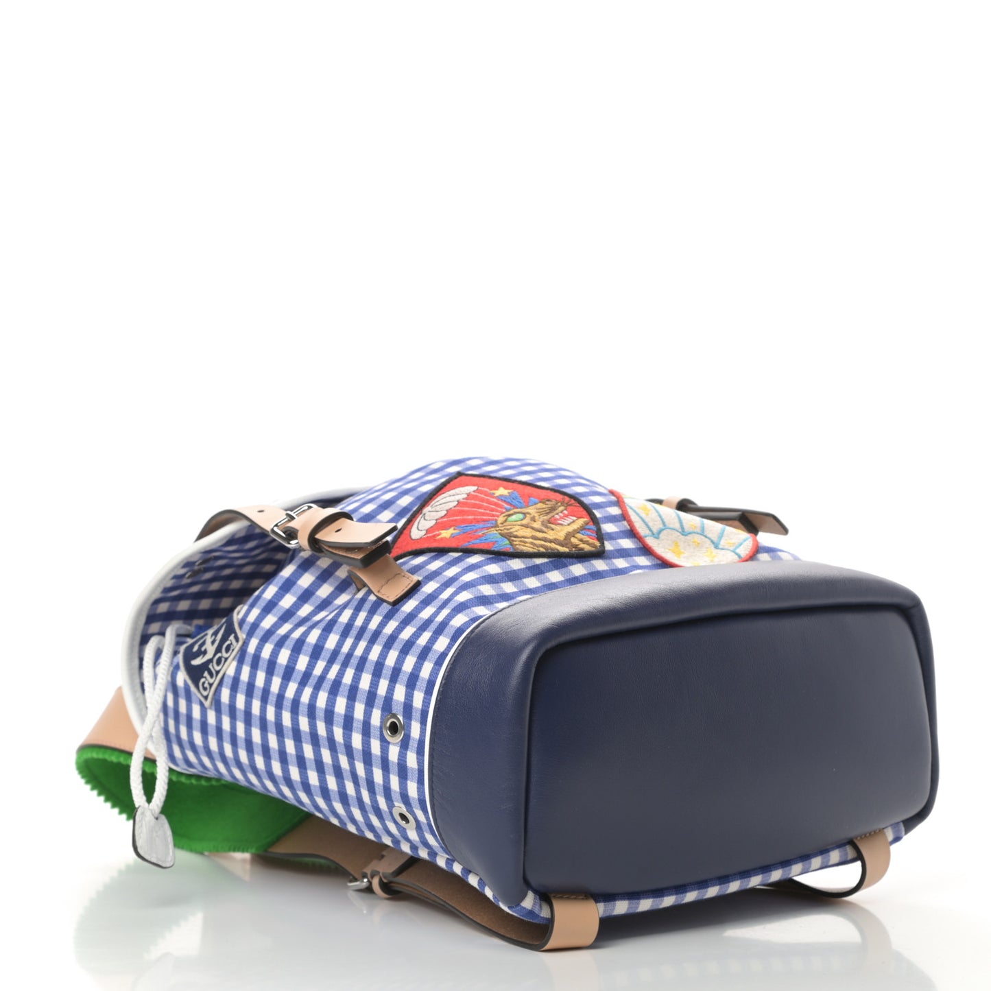 Coated Canvas Childrens Gingham Backpack Blue White