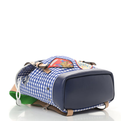 Gucci Coated Canvas Childrens Gingham Backpack Blue White 4 of 10