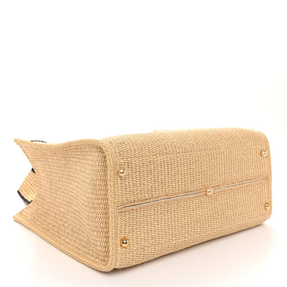 Fendi Straw Vitello King Plexiglass Woven Medium Fendi Sunshine Shopper Tote Natural Black 4 of 10