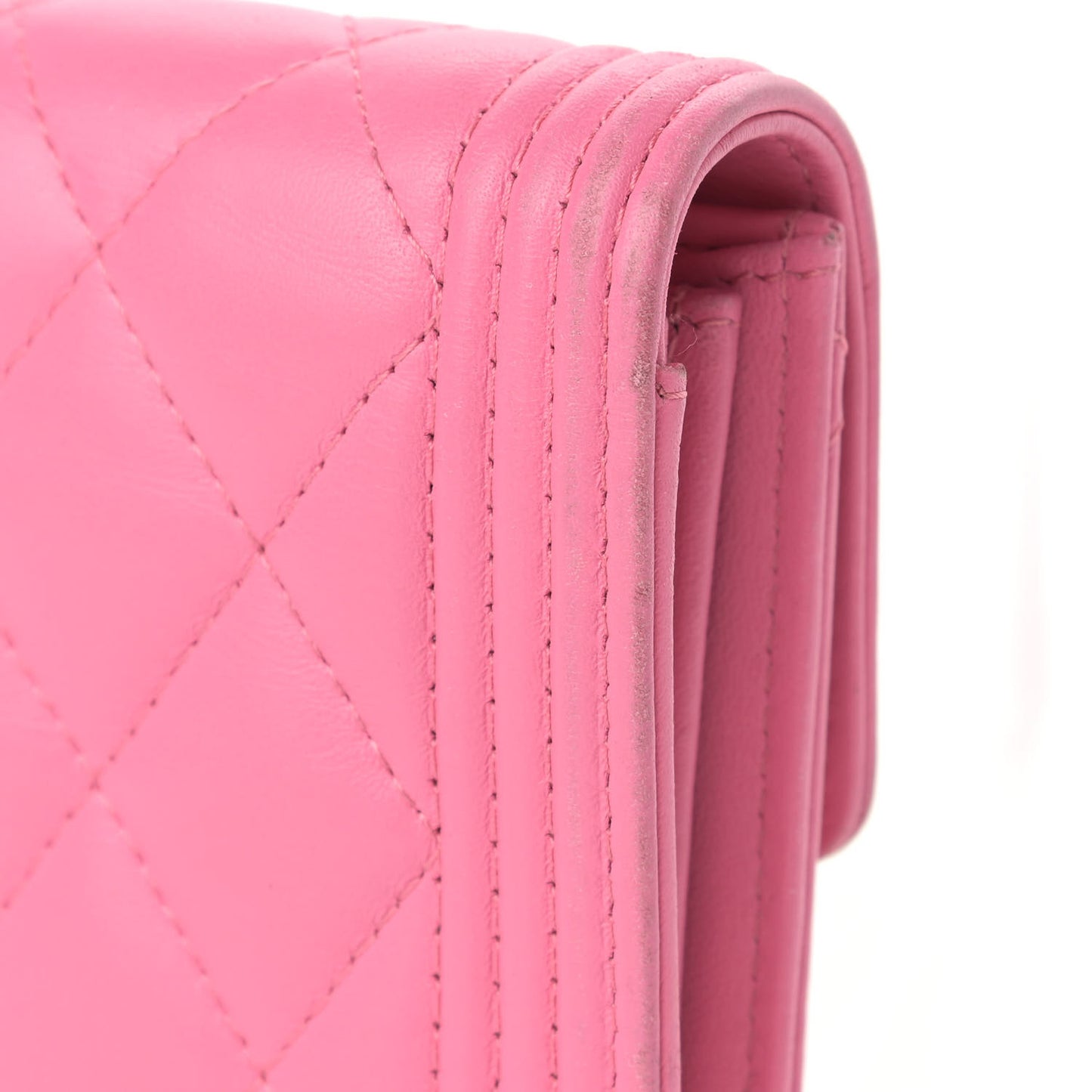 Lambskin Quilted Medium Boy Flap Wallet Pink