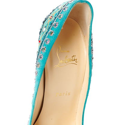 Christian Louboutin Crystal Suede Bollywoody 150 Pumps 39 Turquoise 7 of 8
