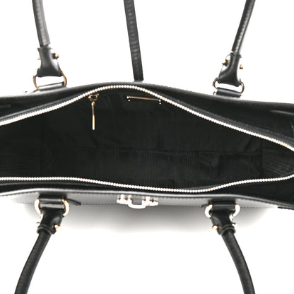 Salvatore Ferragamo Printed Calfskin Briana Tote Black 5 of 9