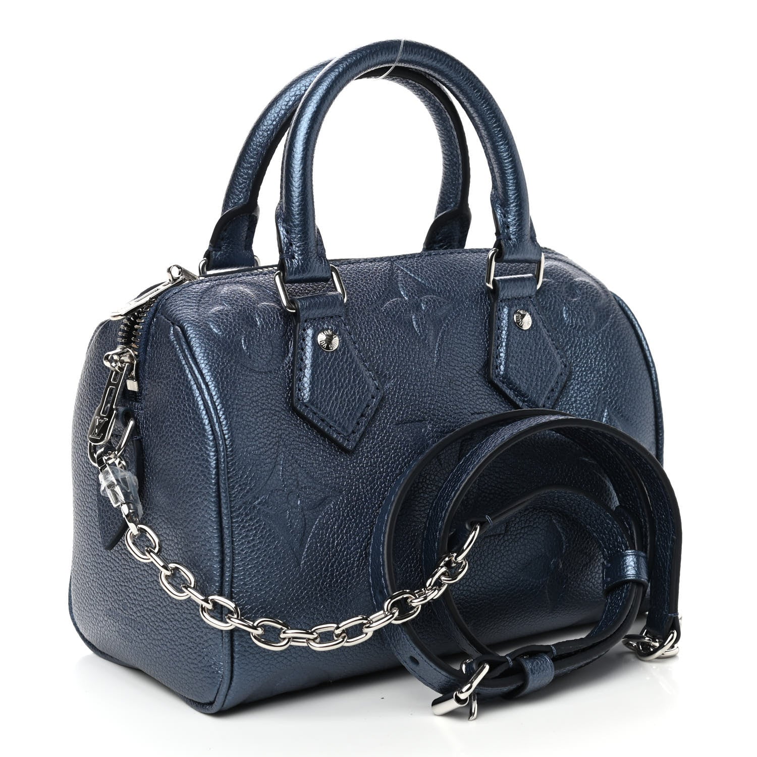 Louis Vuitton Metallic Empreinte Monogram Giant Speedy Bandouliere 20 Navy Nacre 3 of 8