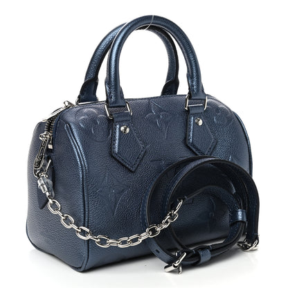 Louis Vuitton Metallic Empreinte Monogram Giant Speedy Bandouliere 20 Navy Nacre 3 of 8