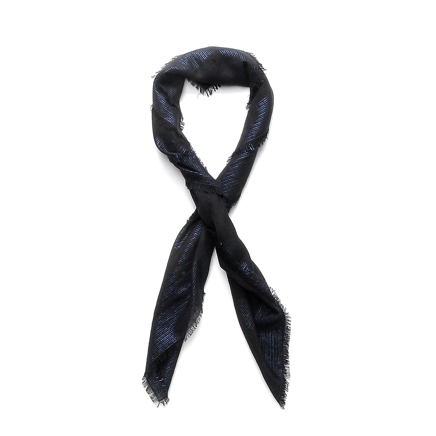 Cashmere Wool Silk CC Logo Scarf Black