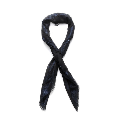 Chanel Cashmere Wool Silk CC Logo Scarf Black 3 of 5