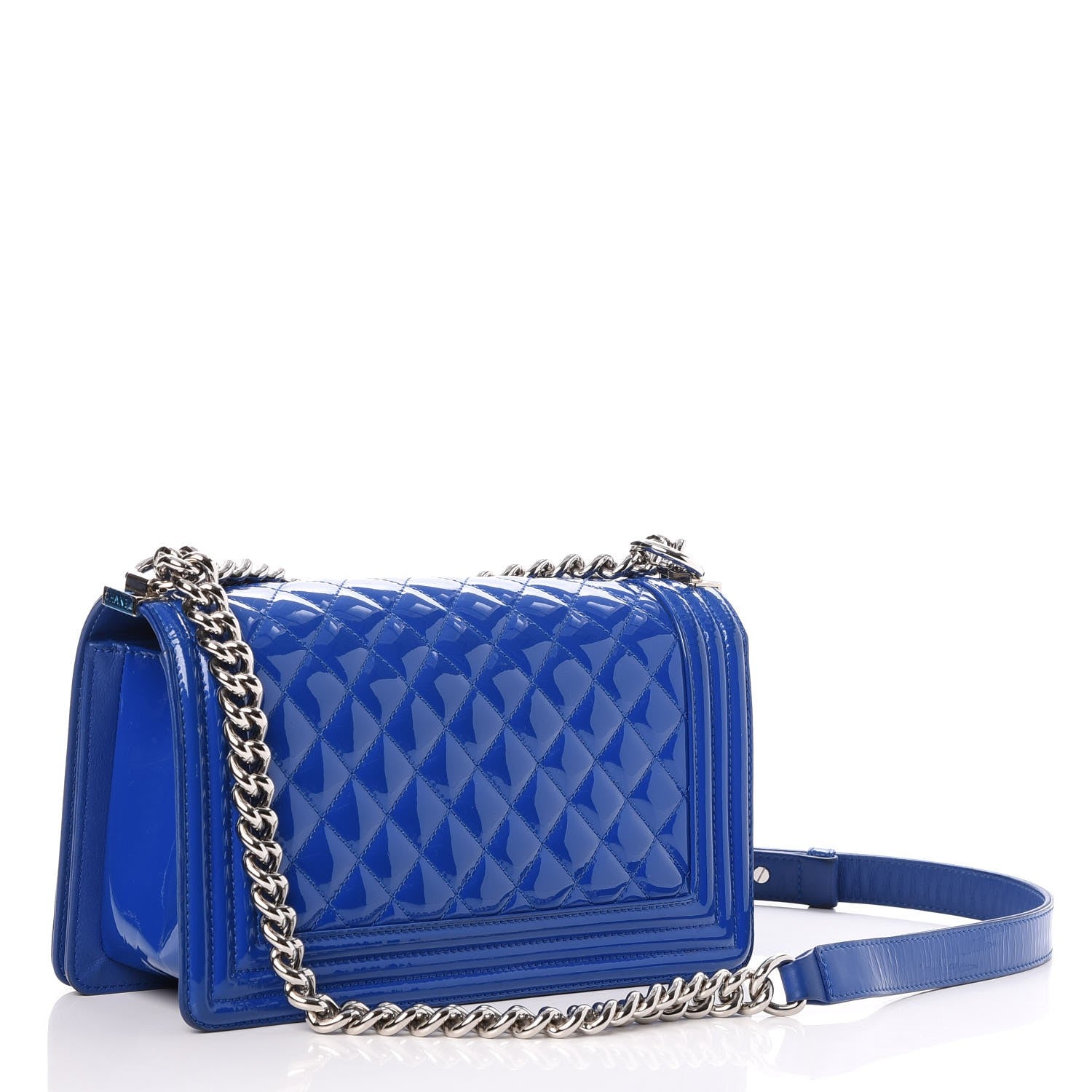 Chanel Patent Calfskin Medium Plexiglass Boy Flap Blue 3 of 11