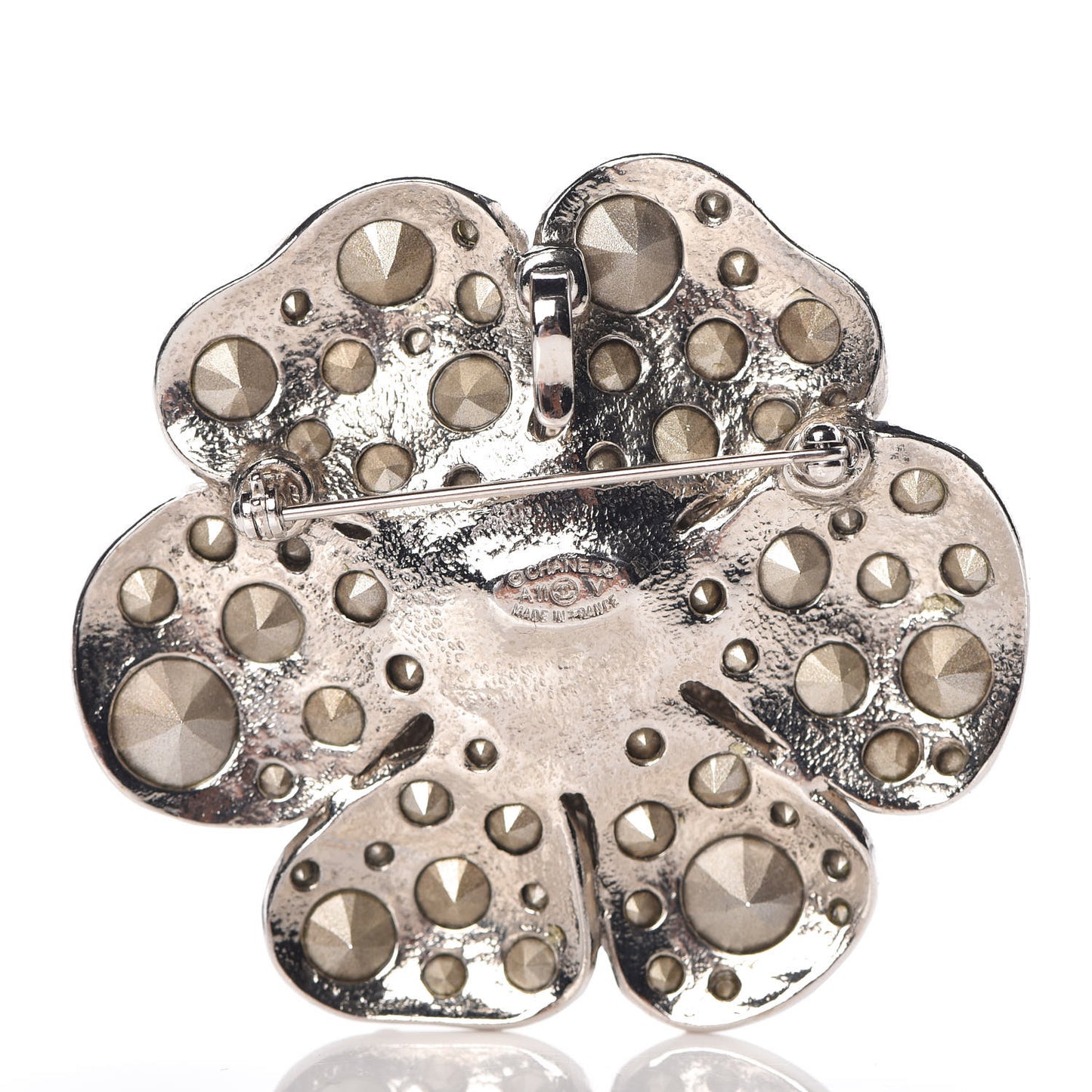 Swarovski Crystal Camellia CC Brooch Silver