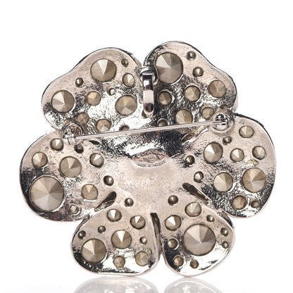 Chanel Swarovski Crystal Camellia CC Brooch Silver 3 of 5