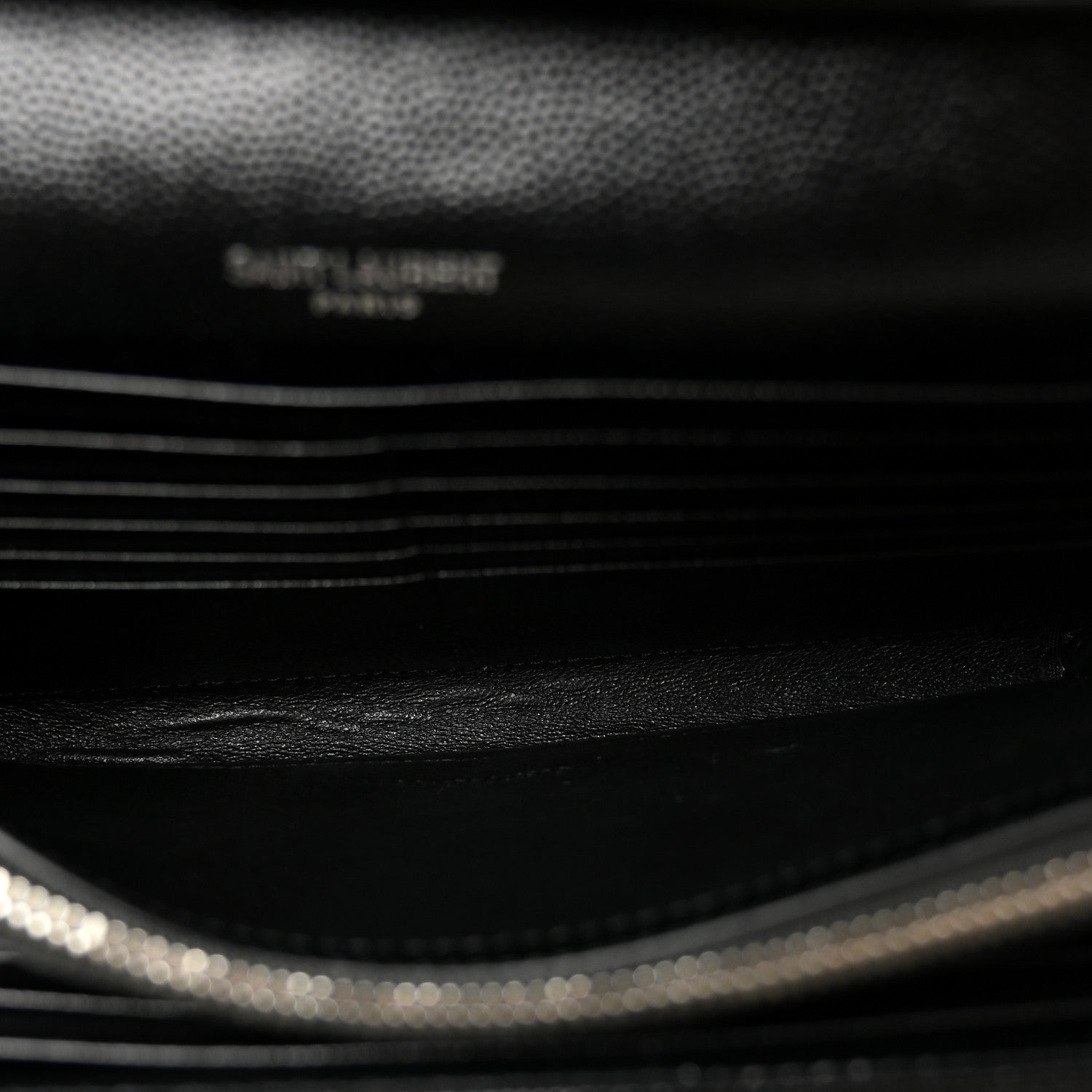 Saint Laurent Grain De Poudre Matelasse Chevron Monogram Chain Wallet Black 5 of 9