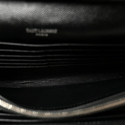 Saint Laurent Grain De Poudre Matelasse Chevron Monogram Chain Wallet Black 5 of 9
