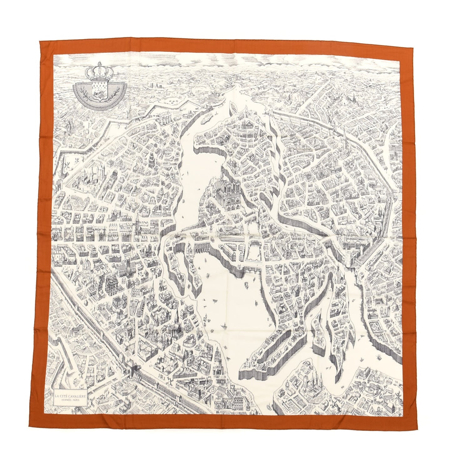 Cashmere Silk La Cite Cavaliere Shawl 140 Caramel White Anthracite