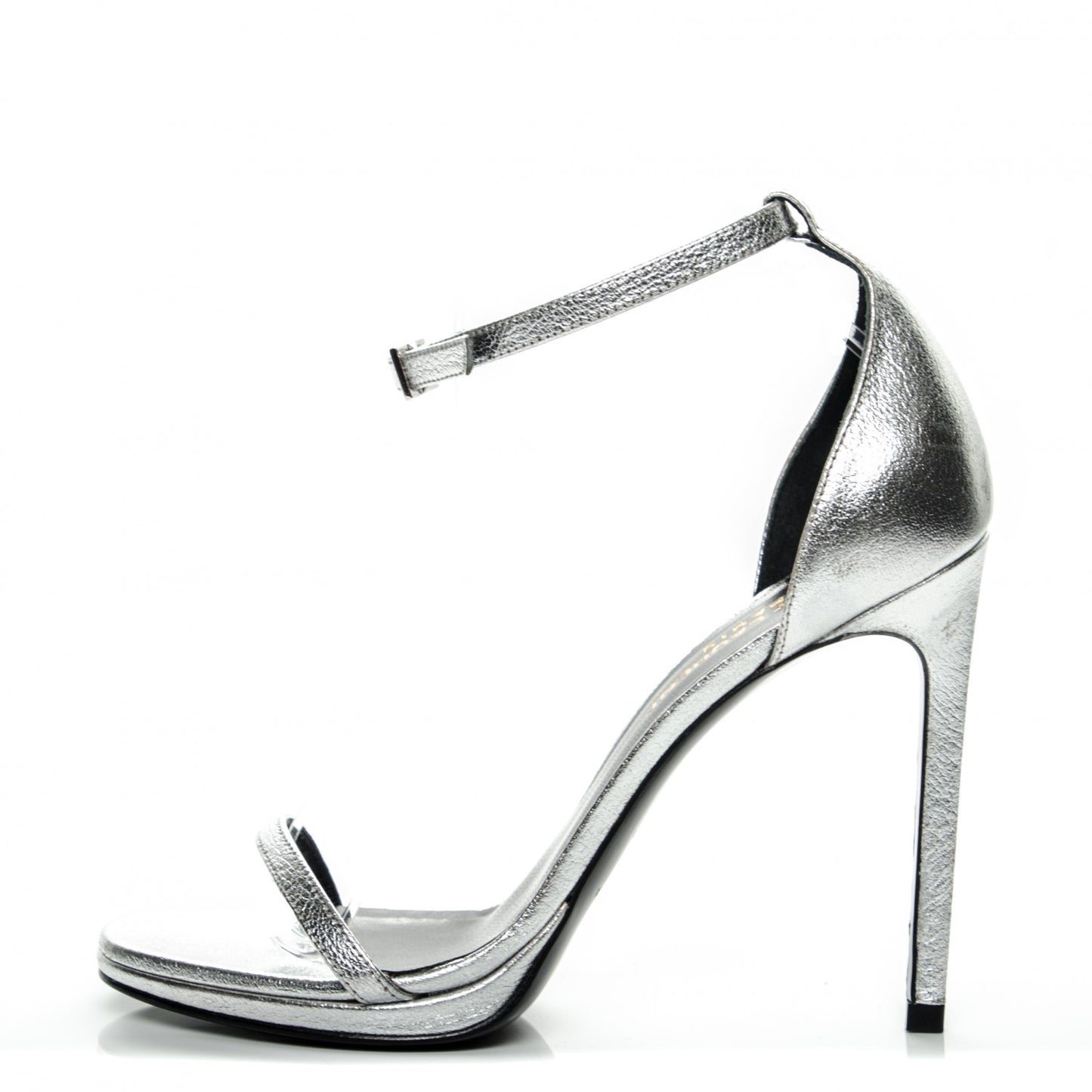 Metallic Calfskin Jane 110 Ankle Strap Sandals 36.5 Silver