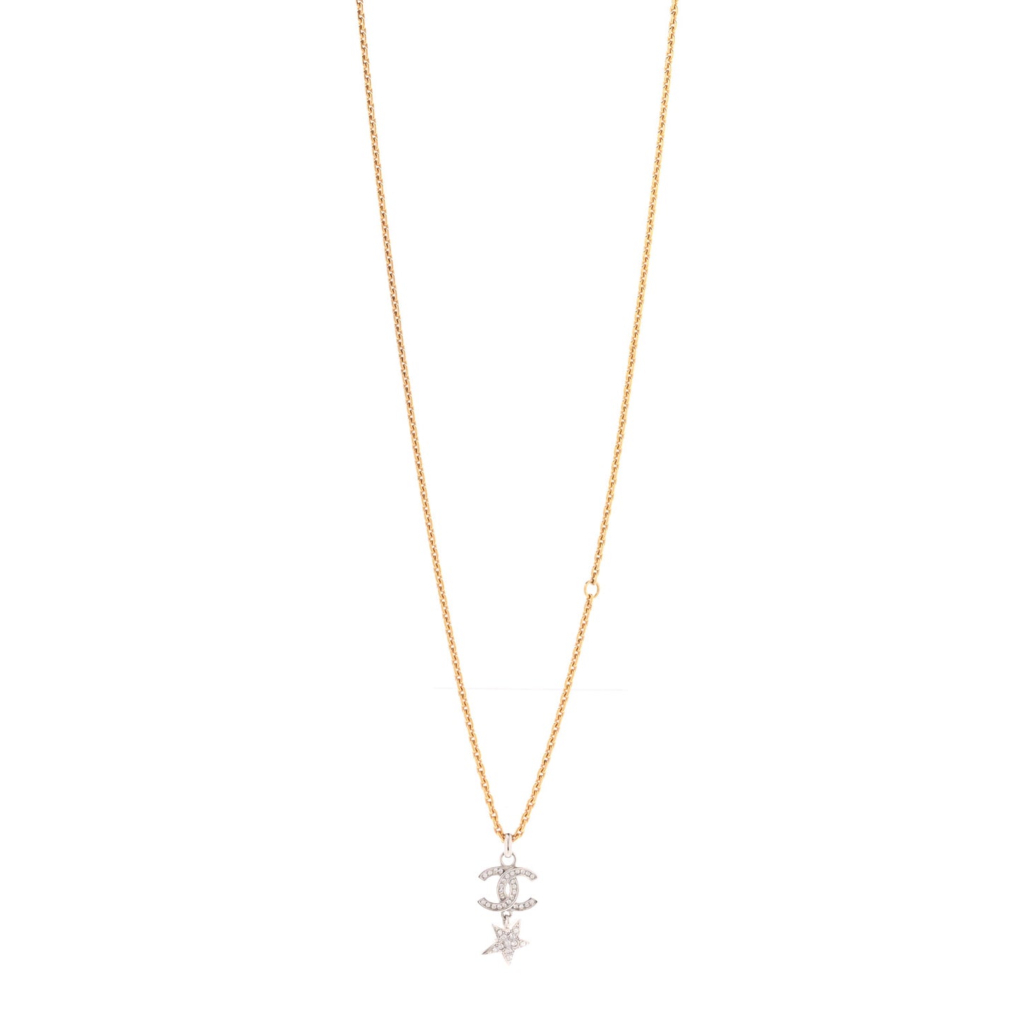 Crystal Star CC Pendant Necklace Silver Gold
