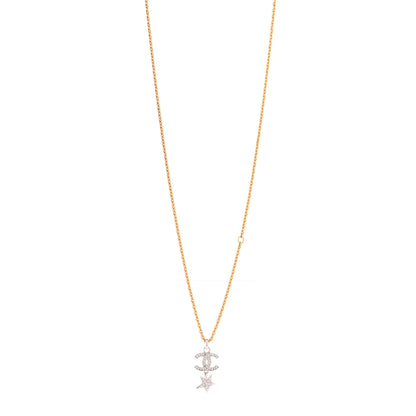 Chanel Crystal Star CC Pendant Necklace Silver Gold 1 of 6
