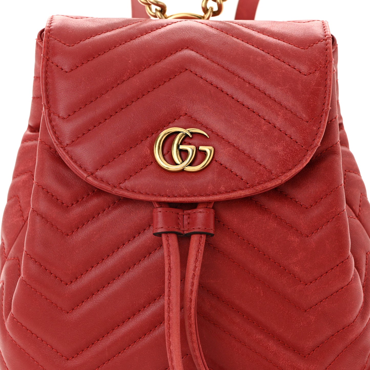 Calfskin Matelasse GG Marmont Flap Backpack Hibiscus Red