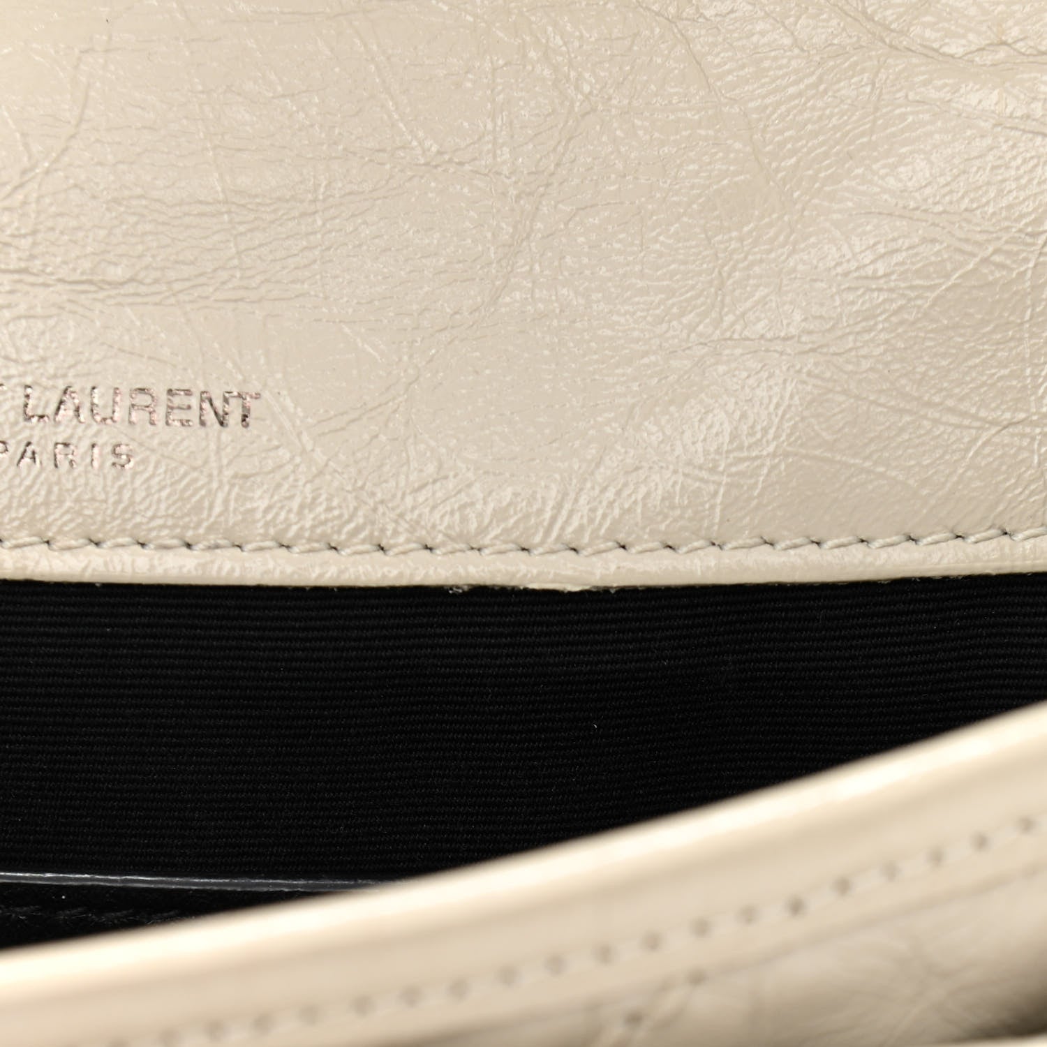 Saint Laurent Crinkled Calfskin Matelasse Monogram Baby Niki Chain Satchel Light Natural 13 of 14
