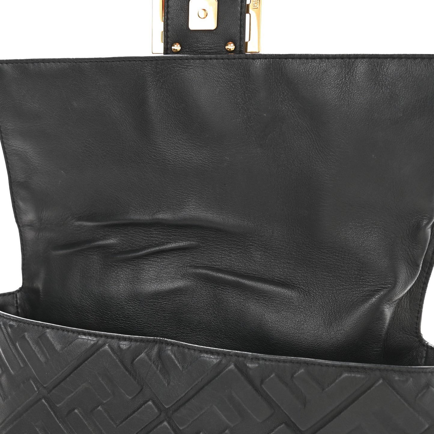 Nappa FF 1974 Embossed Large Baguette Black