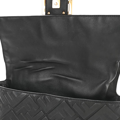Fendi Nappa FF 1974 Embossed Large Baguette Black 9 of 13