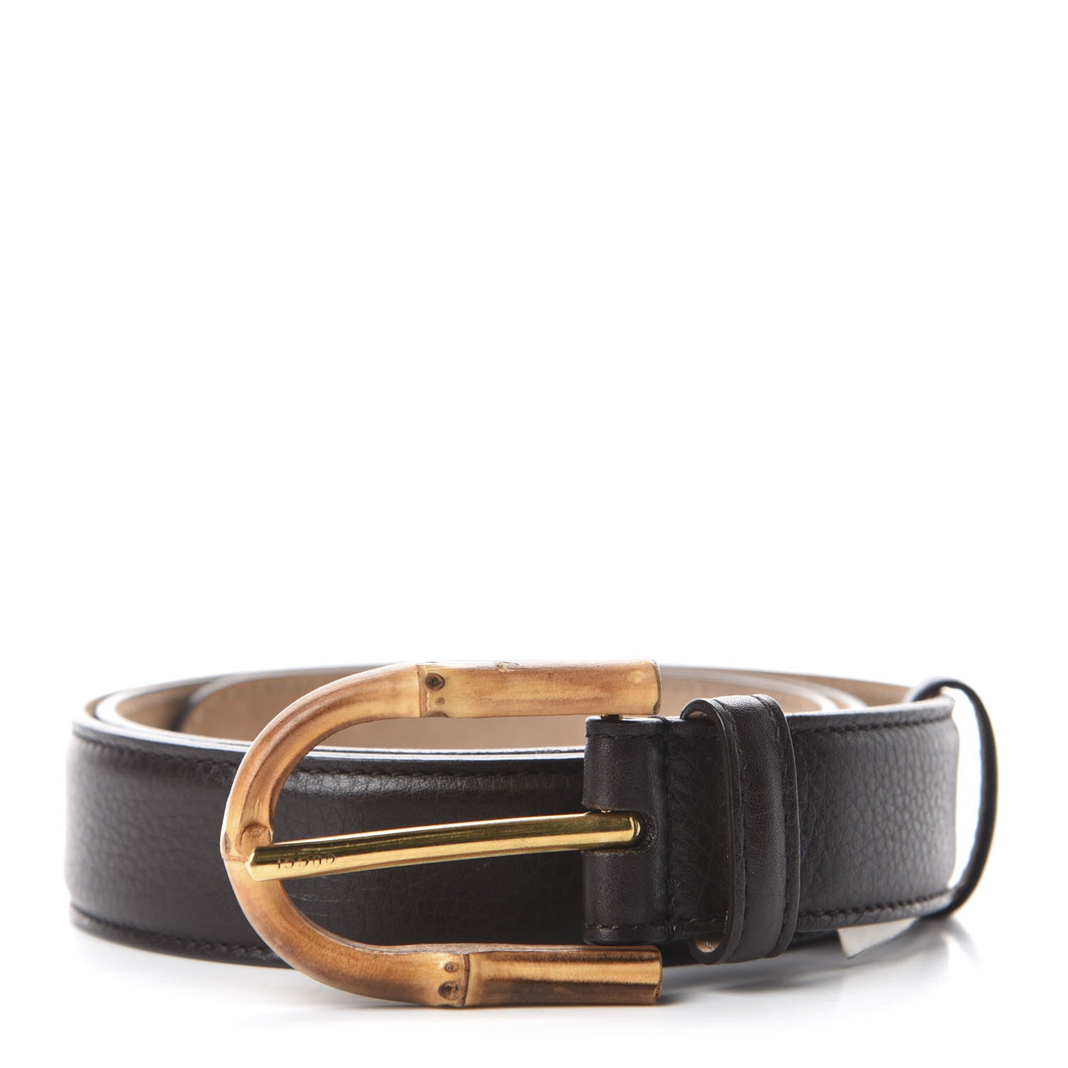Gucci Calfskin Bamboo Buckle Belt 80 32 Black 1 of 5