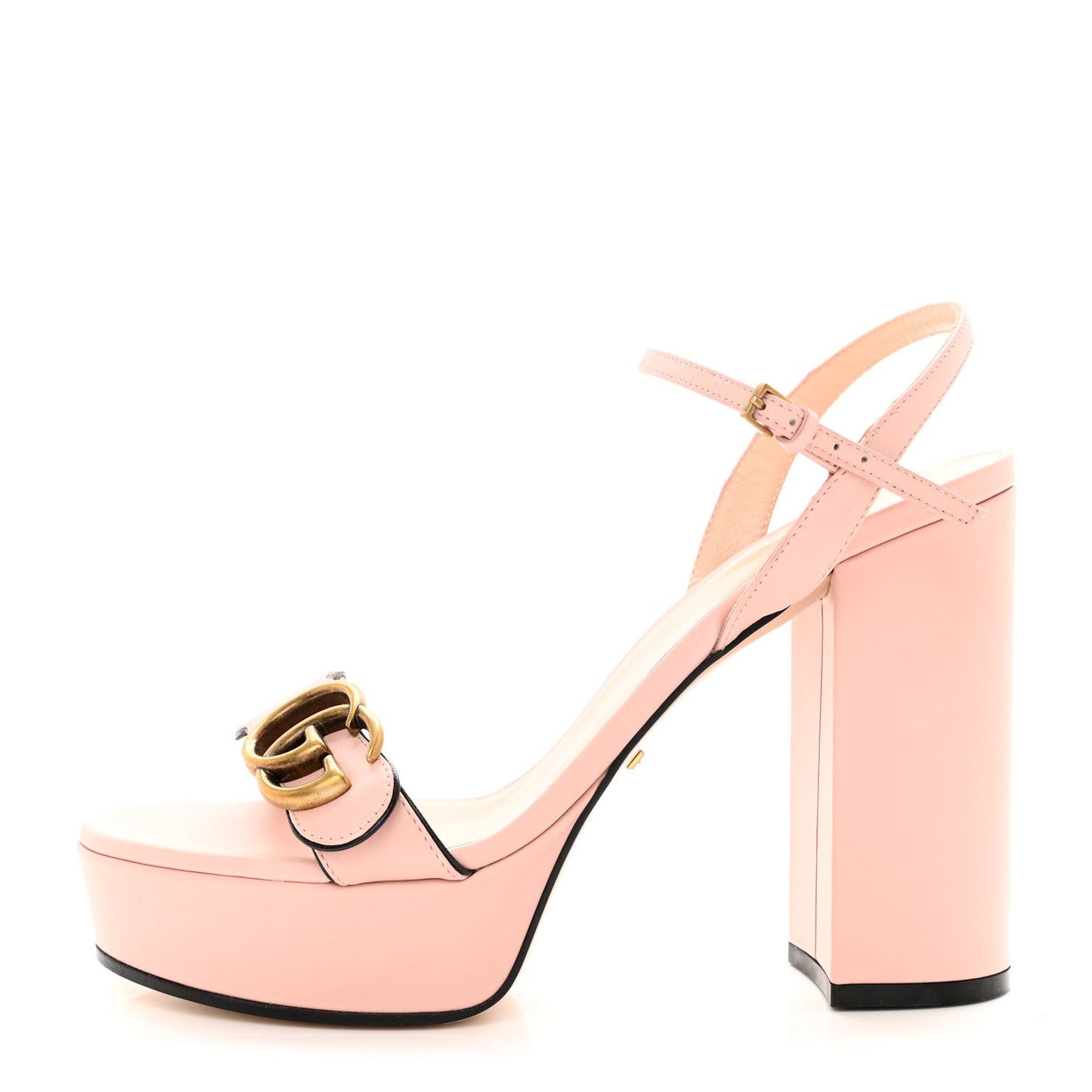 Galassia GG Marmont Ankle Wrap 30/115mm Platform Sandals 38.5 Perfect Pink