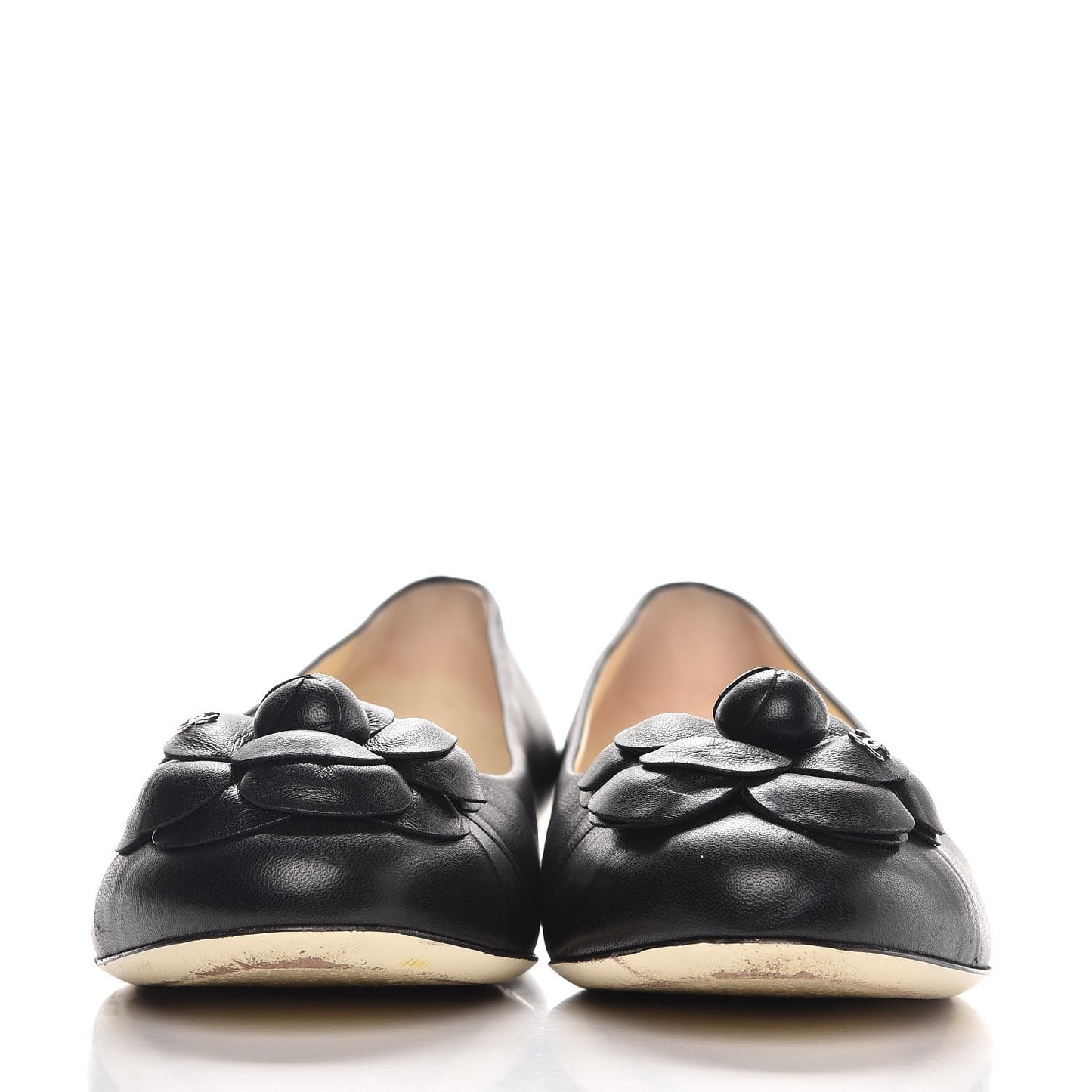 Lambskin Camellia Ballerina Flats 39.5 Black