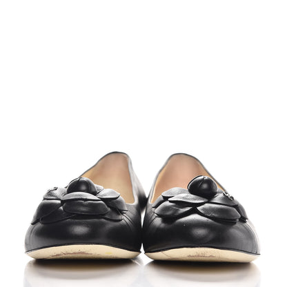 Chanel Lambskin Camellia Ballerina Flats 39.5 Black 2 of 11