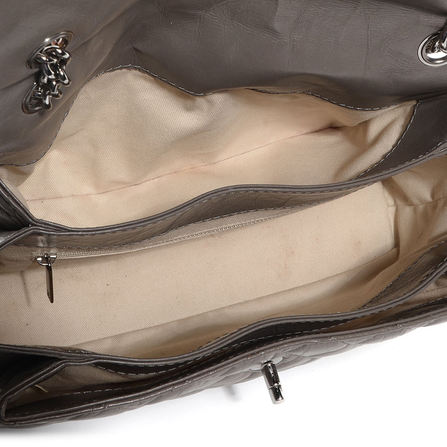 Aged Calfskin Medium Lady Pearly Flap Grey