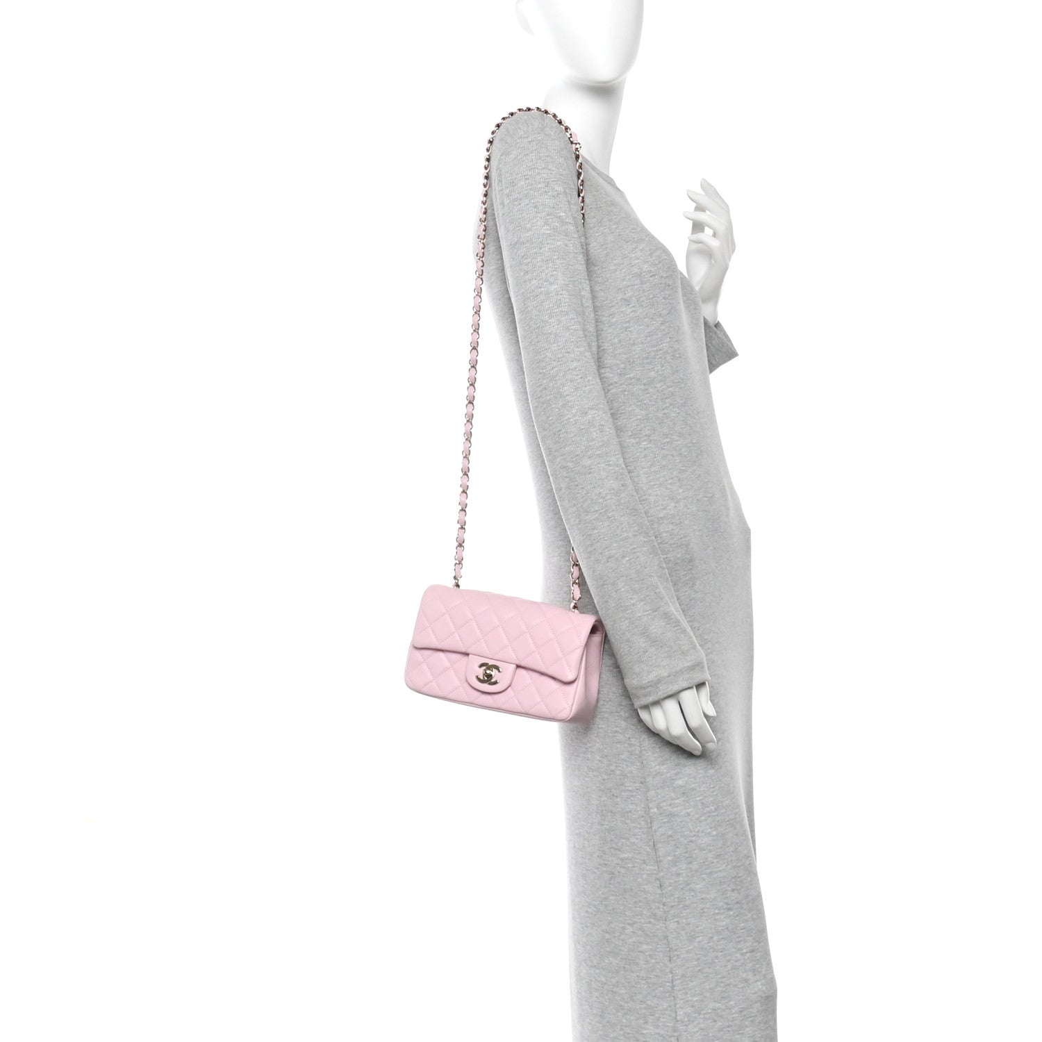 Chanel Lambskin Quilted Mini Rectangular Flap Pink 2 of 11