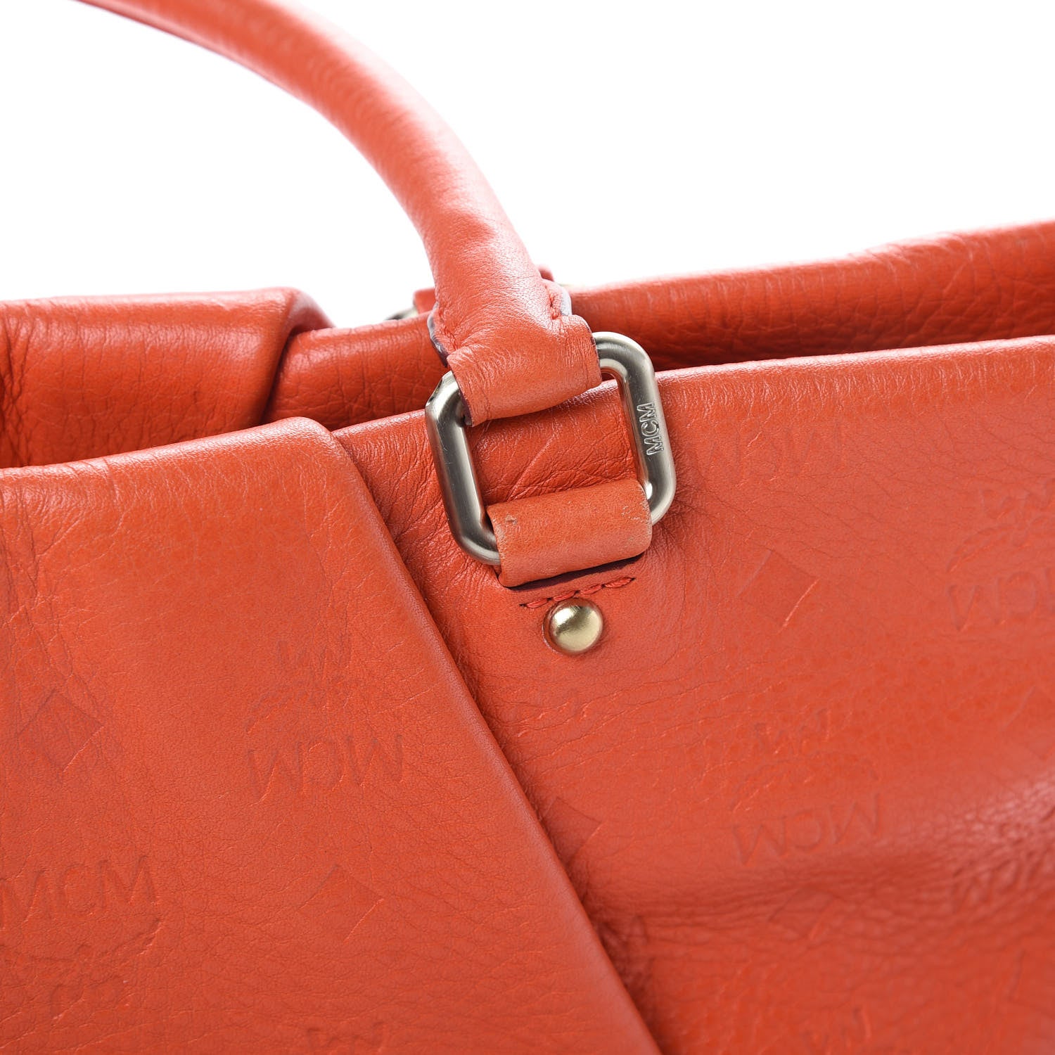 MCM Calfskin Ottomar Monogram Tote Orange 12 of 14