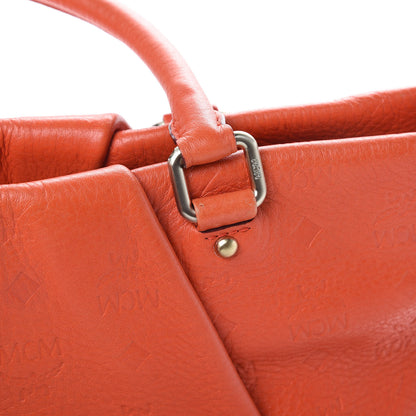 MCM Calfskin Ottomar Monogram Tote Orange 12 of 14