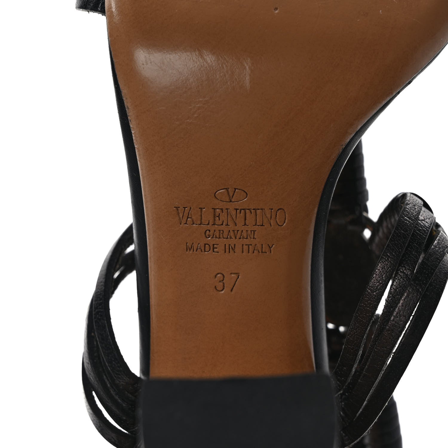 Valentino Garavani Calfskin Turquoise Braided Scarab Sandals 37 Black 6 of 7