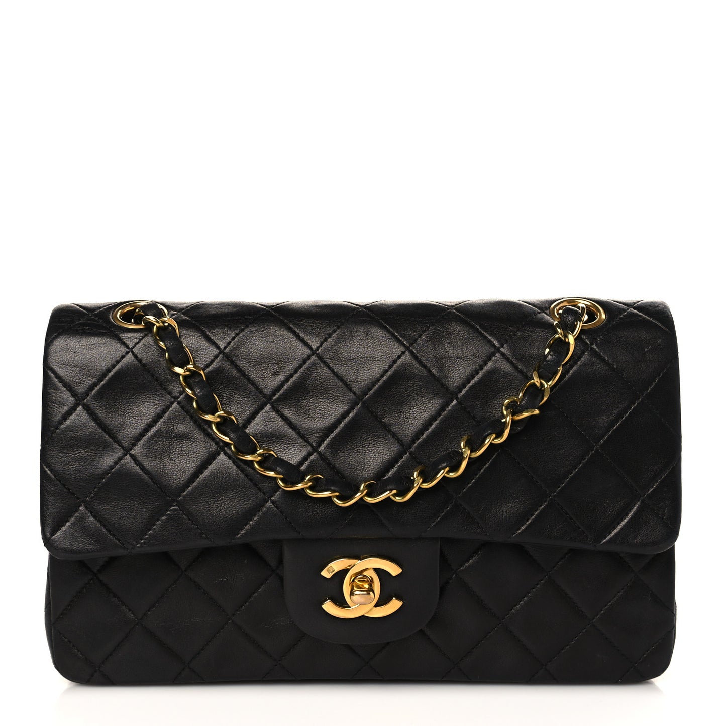 Lambskin Quilted Small Double Flap Black